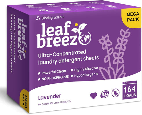 Laundry Detergent Sheets, lavender, 164 Loads, Eco Laundry Strip for Travel & Home - Plastic-Free Hypoallergenic LiquidLess Soap Strips, Plant-bas...