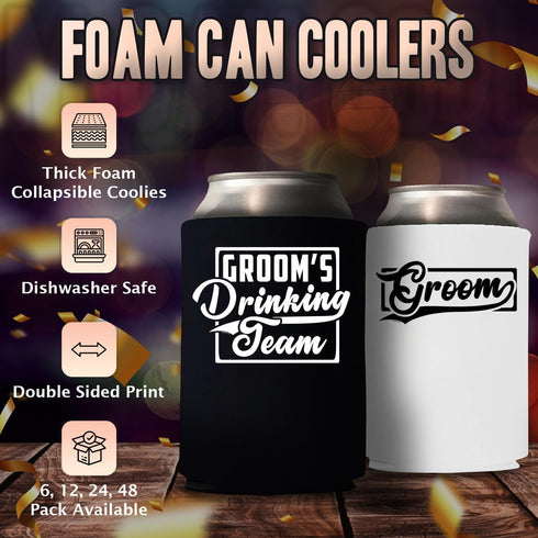 Veracco Groom's Drinking Team Can Coolie Holder Bachelor Party Wedding Favors Gift For Groomsmen Proposal (12, Wht Groom, Blk DT)...
