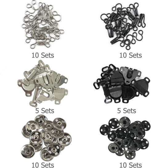Sew-on Snap Press Button,Sewing Hook and Eye Closure for Skirt, Dress, Bra,Clothes Craft...