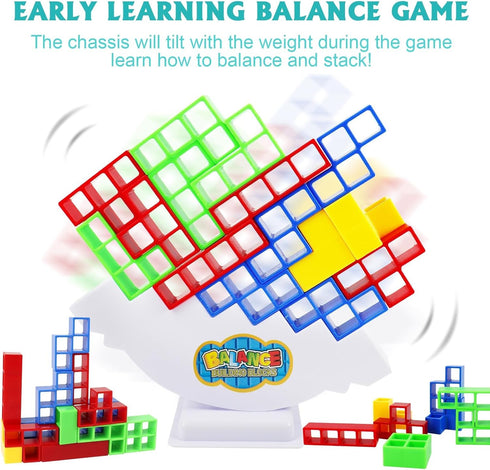 48 Pcs Swing Stack High Child Balance Building Toy, Stacking Blocks Balance Game, DIY Assembling Versatile Toy Board Table Games, Brain Game Build...