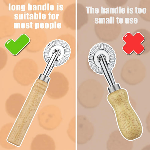 Pastry Cutter Wheel, Pasta Cutter Wheel with Wooden Handle and Fluted Ravioli Crimper Cutter Pizza Dumpling Lace Making Noodle Dough Cutter Roller...