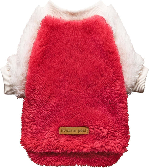 Fitwarm 2 Pack Fuzzy Fleece Dog Sweater, Thermal Dog Clothes for Small Dogs Boy Girl, Pet Cat Winter Outfit, Red, Royal Blue, Medium...