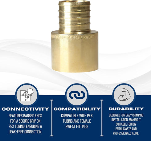 5 Pcs XFITTING 1 Inch Pex x 1 Inch Female Sweat Adapter, 23-1-6=5X...