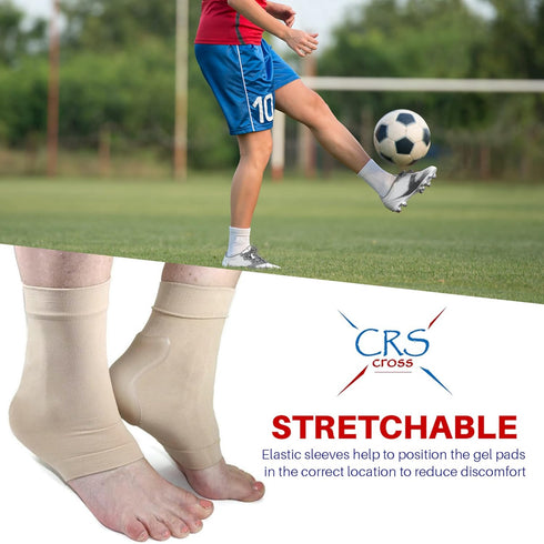 CRS Cross Achilles Heel Gel Sleeves. 1 Pair of Premium Padded Compression Gel Sleeve Socks for Cushion and Protection of Haglunds Bump, Achilles T...