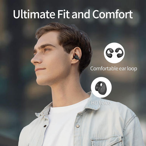 Open Ear Headphones 5.3 with Charging Case?Earring Wireless Earbuds Bluetooth Compatible with iPhone/Samsung Phone for Sport, Ear Clip Headphones ...