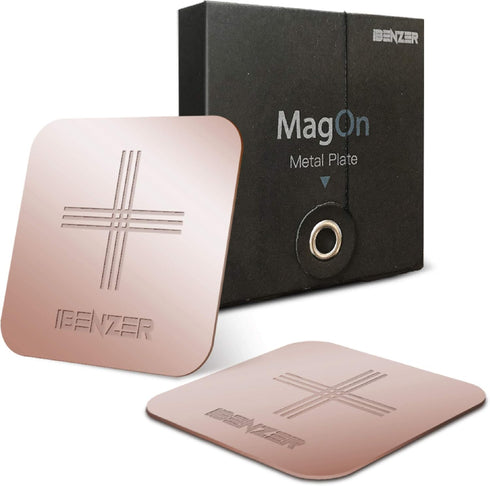 Metal Plate for Magnetic Mount, iBenzer MagOn Car Magnet for All Magnetic Phone Car Mount Holder or Magnetic Cell Phone Holder,2 Pack,Rose Gold, C...