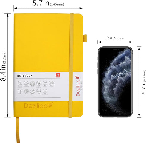 Deziliao Lined Journal Notebooks with Pen Loop, Hardcover Notebook Journal for Work, 100Gsm Premium Thick Paper with Inner Pocket, Medium 5.7''''x...