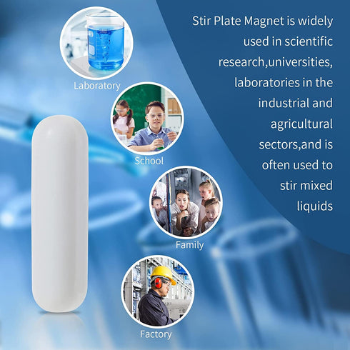 7pcs Magnetic Stir Bar Set, PTFE Magnetic Stirrer Mixer Stir Bar, White Color, Stir Rod Magnetic, Laboratory Bar, Stir Plate Bar, Stir Plate Magne...