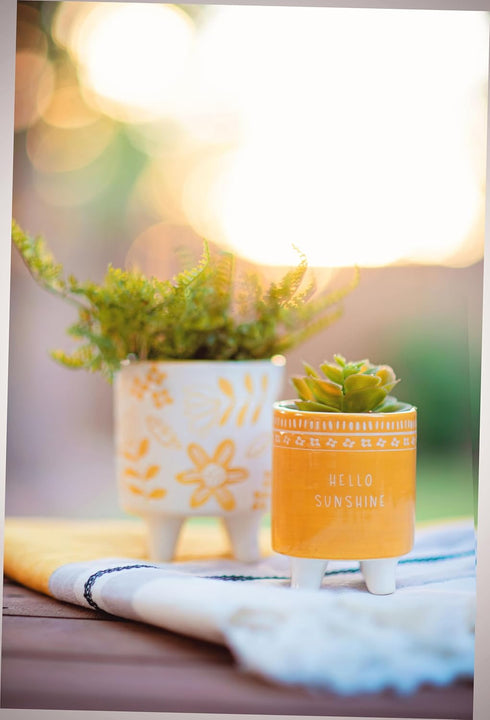Karma, Footed Ceramic Planter Set of 2, Modern Boho Planters, Ceramic Footed Planters, Hello Sunshine...