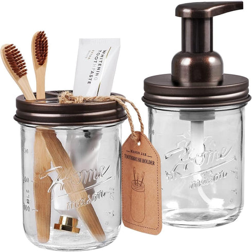 SheeChung Bathroom Accessories, Toothbrush Holder, Foaming Soap Dispenser, Bathroom Decor, Bathroom Accessory Set, Dish Soap Dispenser for Bathroo...