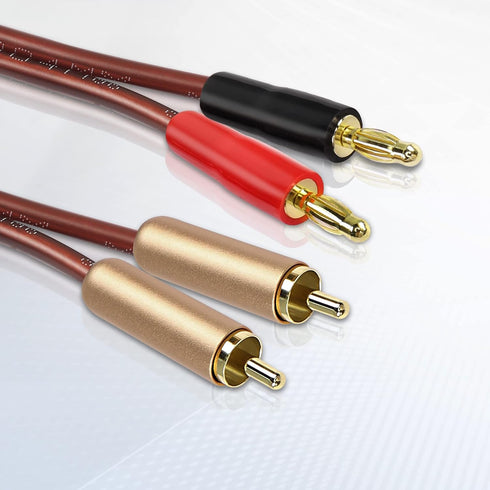 MEIRIYFA 2RCA Plugs to 2 Banana Plugs Speaker Wire, Dual Banana Plug to RCA Male Plug OFC HiFi Speaker Cable for Speaker Subwoofer - 2M...