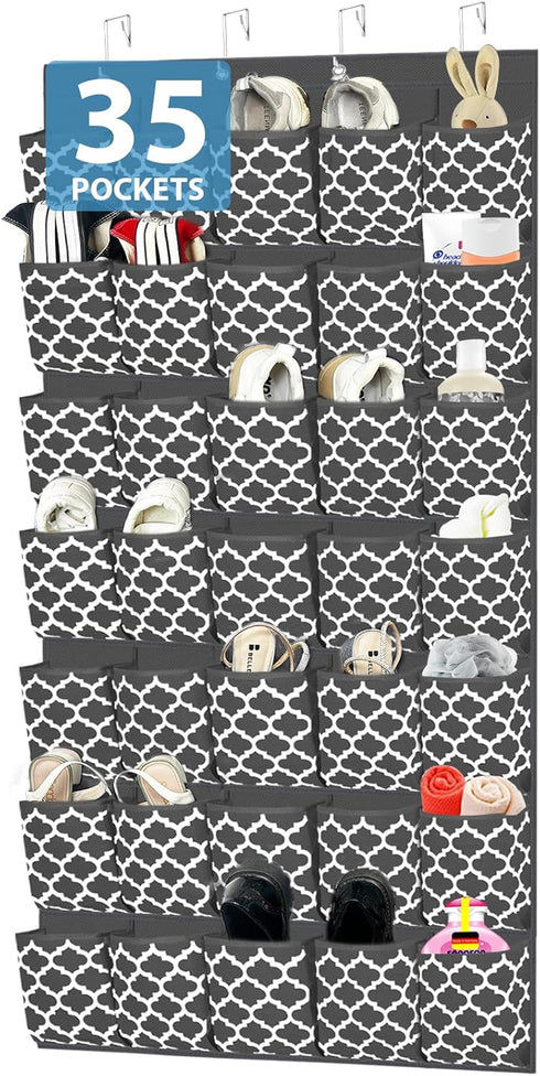 homyfort Over the Door Shoe Organizer - Shoe Rack Storage with 35 Extra Large Pockets & Sturdy Hooks for Closet Kids Slippers, Baby boots, Women H...