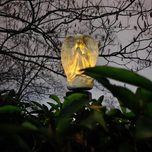 Garden Solar Light Outdoor Decor, Resin Angel Solar LED Light with Stake, Animal Waterproof Light for Flower Fence Lawn Passage Walkway Courtyard ...