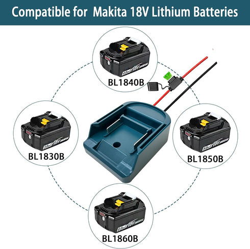 Power Wheel Adapter for Makita 18V Battery Adapter with Fuse & Wire Terminals, 18V Battery Adapter, Work for Makita BL1830 BL1840 BL1850 BL1860 Li...