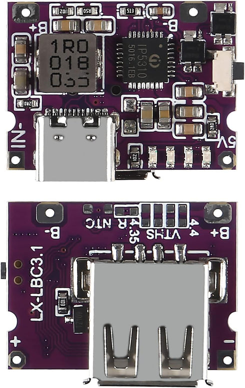 6PCS Type-C USB 5V 3.1A Boost Converter Step-Up Power Module IP5310 Mobile Power Bank Accessories with Switch LED Indicator...