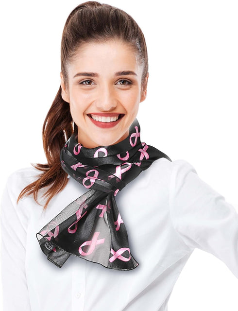 CBC Crown Women's Lightweight Pink Ribbon Silk Feeling Satin Striped 13"x60" Scarf...
