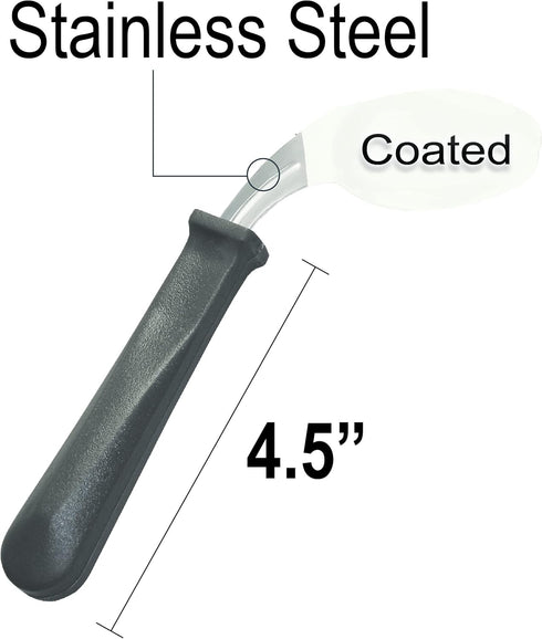 Rehabilitation Advantage Right Handed Grip Easy Coated Offset Spoon, Gray...