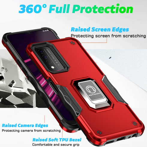 Case for T-Mobile REVVL V+ 5G Case with Screen Protector Kickstand Holder Built-in Magnetic Car Mount Shockproof Camera Protective Case for T-Mobi...