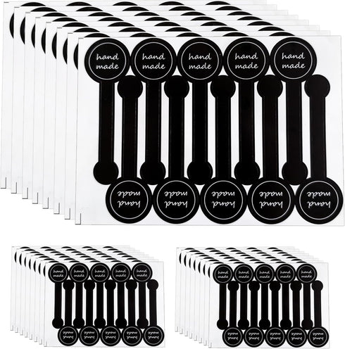 300 Pcs Handmade food baking label stickers - Black Striped Long Label Packaging Lollipop Sealing Labels Tamper-Proof Stickers for Artisan Bakery ...