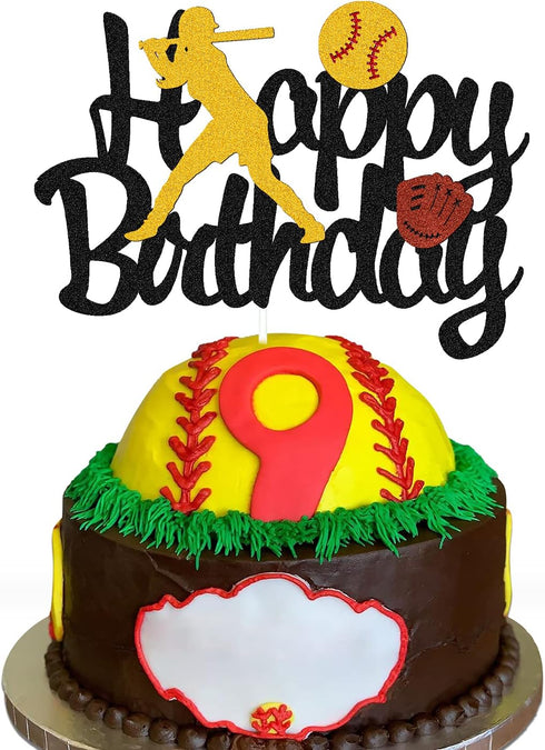 Softball Cake Topper,Baseball Cake Topper for Girl Boy Birthday Party Girl's Softball Pitcher Cake Decor...
