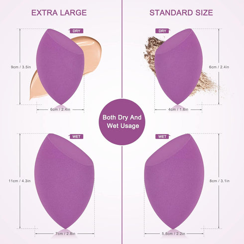 EXTRA LARGE 11CM Make Up Beauty Sponges Blender BIG for Face & BODY (1x Small 1x Large) -With 2 Sponge Holder- FASTER FLAWLESS APPLICATION for Fou...