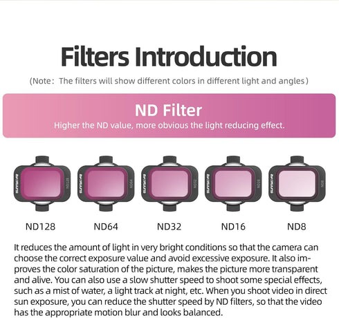 Camera Lens Filters Compatible for DJI AVATA 2,ND Filter Set UV CPL ND8 ND16 ND32 ND64 ND128,Optical Glass Filters Drone Lens Accessories (ND8)...
