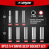 1/4 Inch Drive 12-Point Metric Socket Set, 8-Piece Deep Well Socket Set, CR-V Steel Tool Set, Sizes(6mm, 7mm, 8mm, 9mm, 10mm, 11mm, 12mm, 13mm)...
