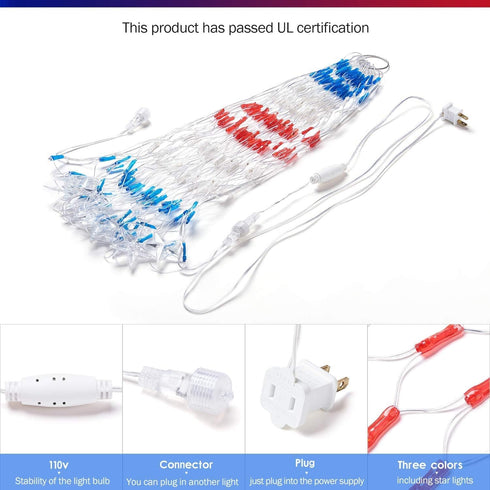 HYH American Flag LED Lights - 47in Patriotic Lights for 4th of July Decorating Indoor and Outdoor Waterproof Half Fan Flag Lights for Patriotic L...
