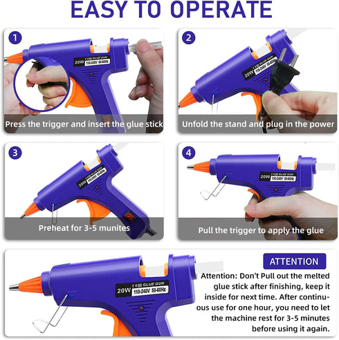 Hot Glue Gun Kit: Mini Hot Glue Guns Kit with 20 Sticks Melt Glue Gun Craft for Kids School DIY Arts Home Quick Repairs (2 Pack)...