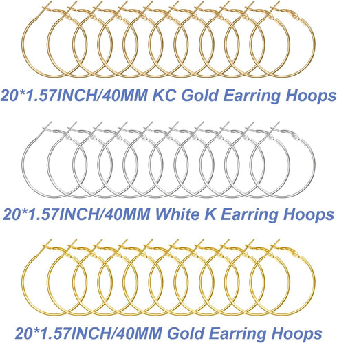60Pcs Hoop Earring Findings Stainless Steel Earrings Beading Round Earrings Hypoallergenic Hoop Earrings Open Beading Hoop for Jewelry Making DIY ...
