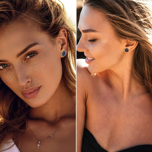 22 Pairs Faux Druzy Stud Earrings Glitter Bohemian Stud Earring Gift for Women Fashion Pierced Earring...