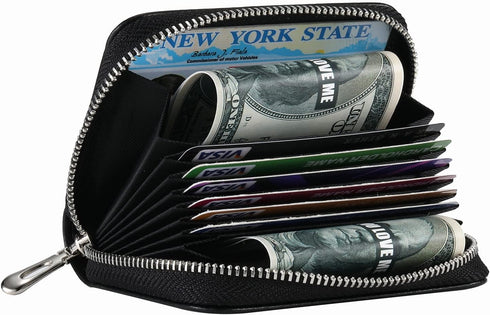 AirTag Credit Card Holder Wallet for Men Women Air Tag RFID Blocking Leather Cash Cards Organizer Zipper Wallet Case Black...