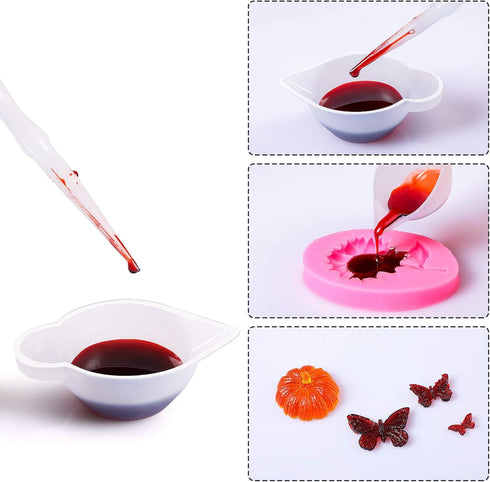 Geiserailie 23 Pcs Silicone Mould Cup Dispensers Mini Measuring Cup Resin Mixing Bowls with Rubber Spoon Glue Stick Small Scraper Color Modulation...