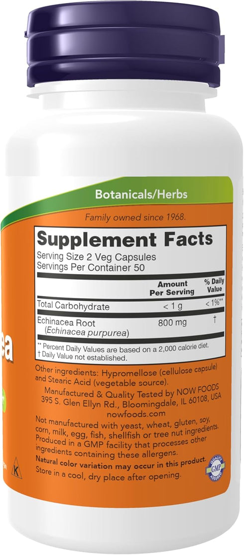 NOW Supplements, Echinacea (Purpurea Root) 400 mg, Immune System Support*, 100 Veg Capsules...