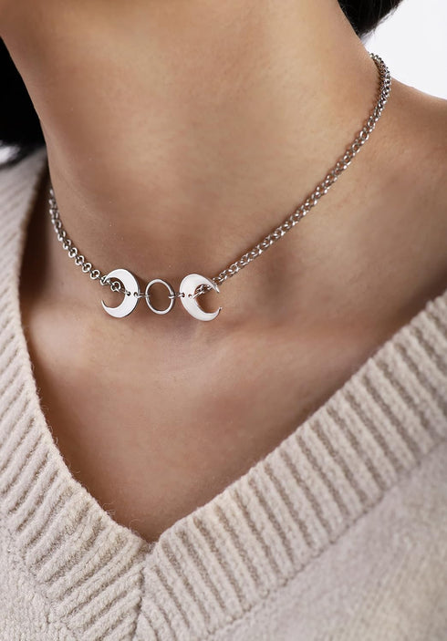 Sacina Gothic Crescent Moon Choker Necklace, Crescent Moon Zinc Alloy Pendant, Goth Gift for Women (Zinc Alloy Moon)...