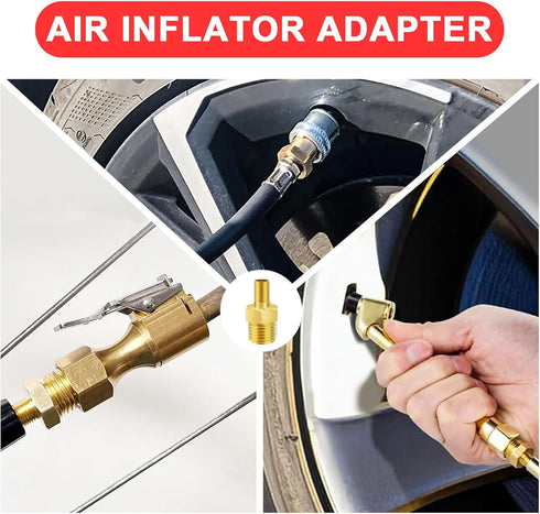GODESON Air Inflator Adapter,1/4 NPT (m) to Standard Schrader Valve (M),Schrader Valve Adapter for Tire Inflator Portable Air Compressor/Pump with...