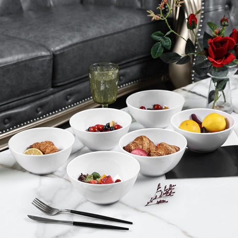 Melamine Cereal Bowls - 28oz White Melamine Bowls,6Pcs Soup Bowls Set for Kitchen,Unbreakable,Dishwasher Safe...