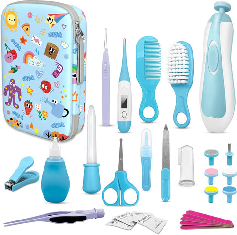 JIFTOK Baby Healthcare and Grooming Kit, 22 in 1 Newborn Safety Care Essentials Set with Electric Nail File Set, Hair Brush Comb, Nail Clippers fo...