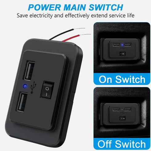 2 Pack Dual USB Car Charge Adapter 12V-24V Quick Car Charger Socket Power Outlet with Cap 4.8A Adapter Multiple Ports for Bus, RV, Boat, Golf Cart...