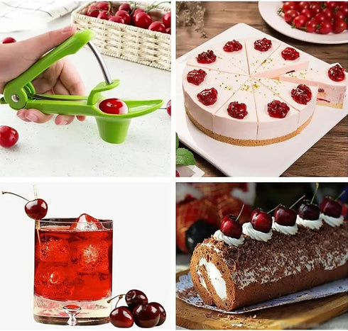 Cherry Pitter Tool,Heavy Duty&Plastic Cherry Picker Easy To Use&Clean Green Stainless Steel Cherry Core Seed Fruit Pit Remover Space-Saving Design...