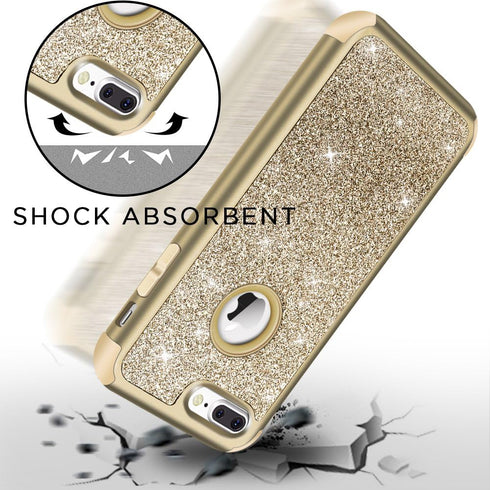 Hython Designed for iPhone 8 Plus, iPhone 7 Plus Case, Heavy Duty Defender Protective Bling Glitter Sparkle Hard Shell Hybrid Shockproof Rubber Bu...