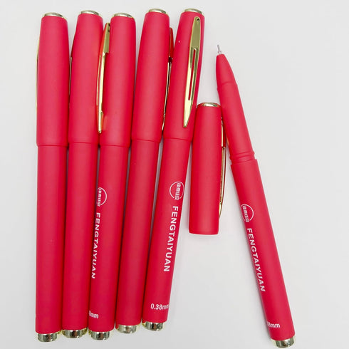 Fengtaiyuan R038P18x6 Red Gel Ink Rollerball Pens - Comfortable Non-Slip Grip, Red Ink, Ultra Fine, 0.38mm, Quick-Drying Ink, 6-Piece Box (R038P18...