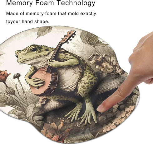 Hippie Frog Mouse Pad Wrist Support, Ergonomic Mouse Pad Frog with Non-Slip Rubber Base, Waterproof Smooth Mousepad with Wrist Rest for Women Gami...