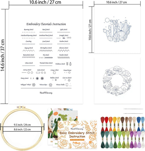 Basic Embroidery Stitch Kit: Perfect for Beginners with 28 Different Stitches and a Mushroom Embroidery Set......