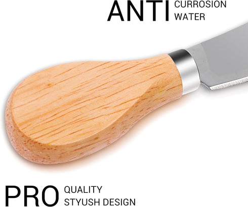 4 Pieces Cheese Spreader Knives, Butter Knife 5 inch Wood Handle Butter Spreader Stainless Steel Cheese Spreader for Cheese Cold Butter Jam Pastry...