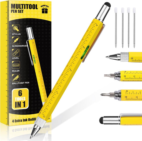 Pen Gifts for Men, Cool Gadgets 6 in 1 Multitool Pen, Stocking Stuffers for Men Women, Useful Gadgets Gift for Him Dad Husband Women on Christmas,...