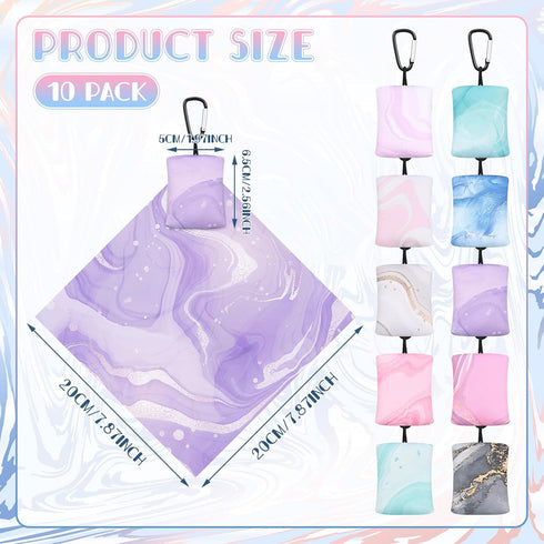 10 Pcs Microfiber Cleaning Cloth with Open Pouch and Hanging Ring Cute Marble Design Microfiber Cloth Soft Glasses Cleaner Cloth for Eyeglasses Ca...