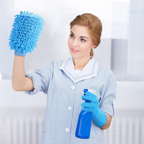 6 pcs Microfiber Dusting Mitt Gloves Microfiber Washable Dusting Gloves Car Wash Mitt for Cleaning(Blue, Green)...