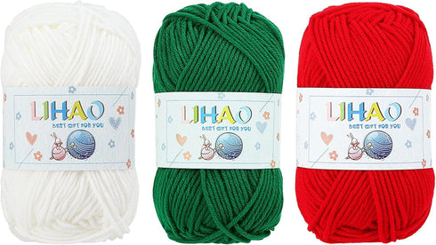 LIHAO 3 Skeins Yarn for Knitting Christmas Themed Yarn for DIY Xmas Crochet Crafts - 100% Acrylic, 50g......
