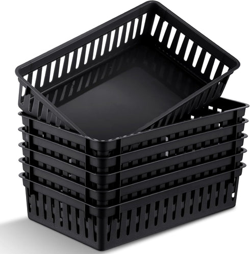 6 Pack Plastic Basket 10.24 x 6.5 x 2.36 Inch Small Plastic Storage Bins Rectangle Plastic Organizer Tray Classroom Containers for Organizing Shel...